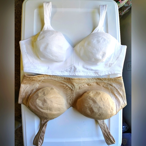 Playtex Wireless bras, breathable, support on sides&back,white & beige, 46DD. - Picture 2 of 16